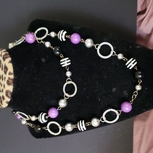 Silver Rings,Purple,B&W Beads Necklace